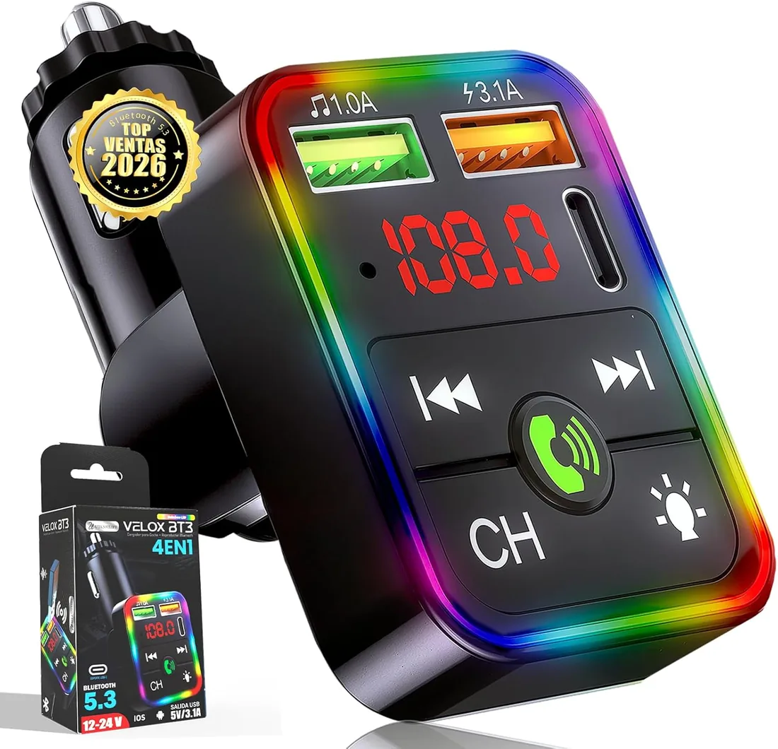 | UTENSILIFY® Transmisor FM Bluetooth Coche Premium | Bluetooth Coche + Cargador Ultra RÁPIDO | Manos Libres | Cargador Carga Rapida|Accesorios Auto | MP3 Reproductor | Bluetooth 5.3 foto 2
