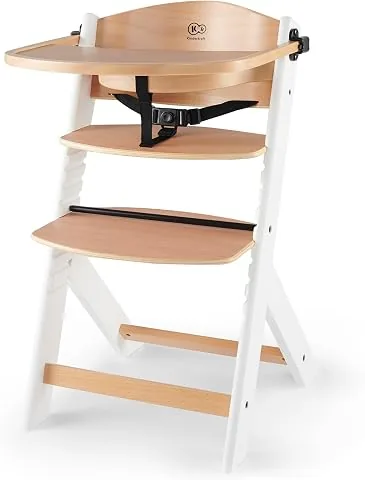kk Kinderkraft Trona Bebé de Madera ENOCK, Evolutiva Silla Alta, Ergonómica, Regulable, Blanco