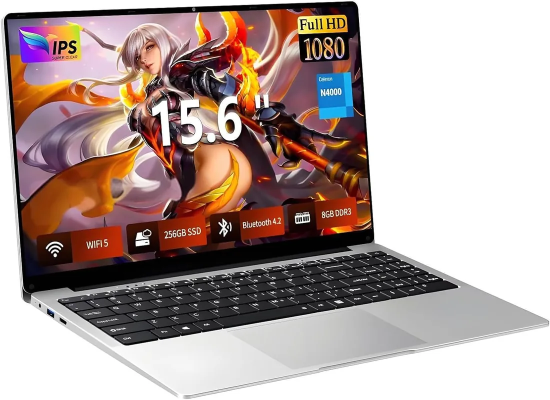 Ordenador Portatil 15,6", PC Portatil con Celeron N4000 hasta 2,6 GHz, 8GB DDR4 256GB SSD, Laptop Pantalla IPS FHD 1920 * 1080 Convertible 180°, WiFi 5,Bluetooth 4.2,USB3.0,Mini HDMI foto 3