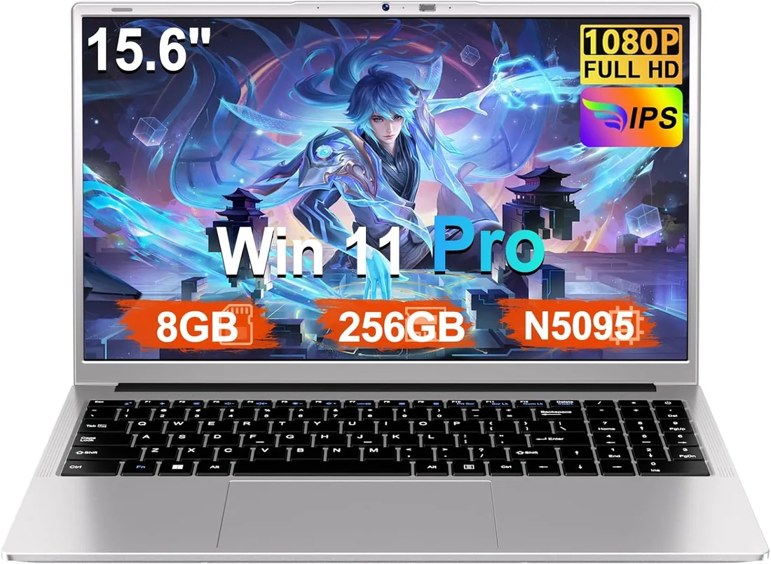 Ordenador Portátil 15,6 Pulgadas Celeron N5095 2,9 GHz Win11 Pro 8GB 256GB SSD Expansión 1TB 5G WiFi 1080 FHD BT4.2 HDMl USB 3.0 Portatil con Ratón Inalámbrico y Teclado Español Membrana - Sliver-2