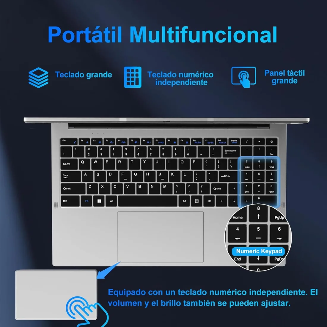 Ordenador Portátil 15,6 Pulgadas Celeron N5095 2,9 GHz Win11 Pro 8GB 256GB SSD Expansión 1TB 5G WiFi 1080 FHD BT4.2 HDMl USB 3.0 Portatil con Ratón Inalámbrico y Teclado Español Membrana - Sliver-2 foto 3