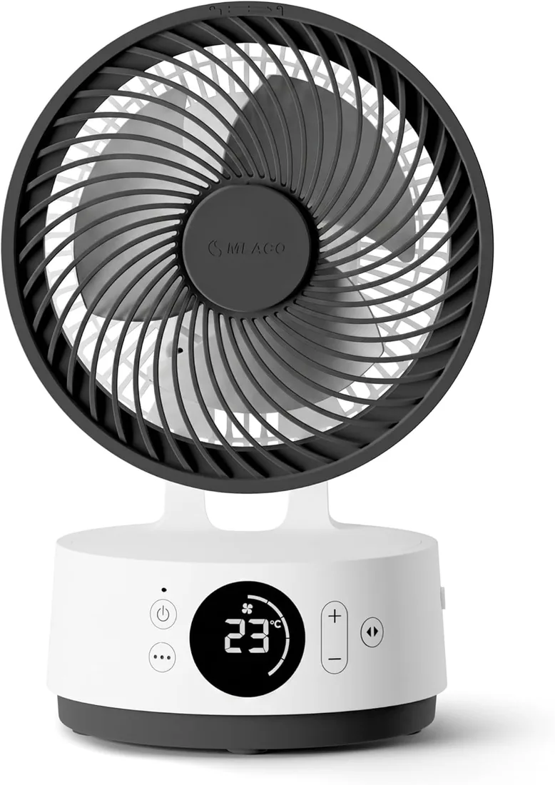 MeacoFan Sefte® 6 - Brazador de aire con batería (12 velocidades, ultra silencioso a 22 dB, inalámbrico, oscilante, ventilador de escritorio recargable + mando a distancia, autonomía de 26 horas foto 2