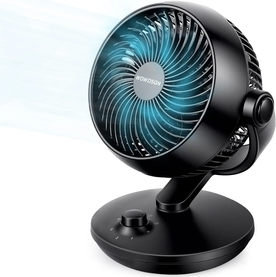 WOWDSGN Ventilador de Mesa Silencioso 24dB, Potente Ventilador Circulación de Aire Turbo - 80° Oscilación Horizontal - 100° Ajuste Vertical - 3 Velocidades para Dormitorio Oficina Cocina - Negro foto 3