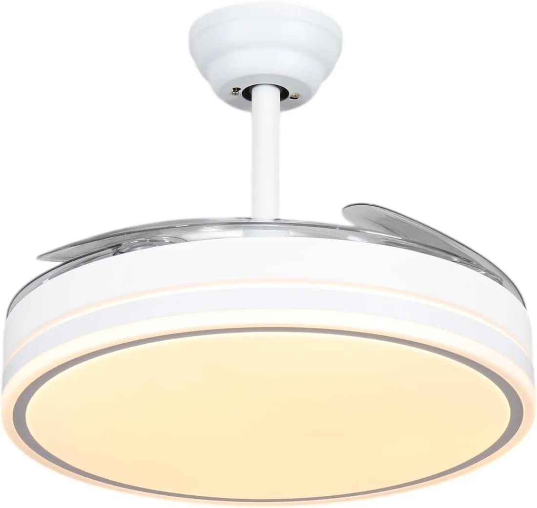 MiKoMiKa Ventilador de techo 96W con luz LED 60W+DC 36W en 3 Temperatura con Mando a Distancia -Motor DC Eficiente y Silencioso,aspas desplegables, 6 velocidades, control remoto, temporizador (F8808) foto 2