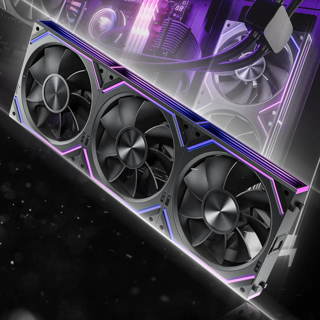 AsiaHorse DAWN RGB - Ventilador Reverse para PC (120 mm, 3 unidades, ARGB Daisy Chain [Infinity Mirror] [HDB] 71 CFM/1850 RPM/2.6MMH2O 4 pines PWM y 5 V 3 pines ARGB para Asus Aura ASRock GIGABYTE MSI foto 3