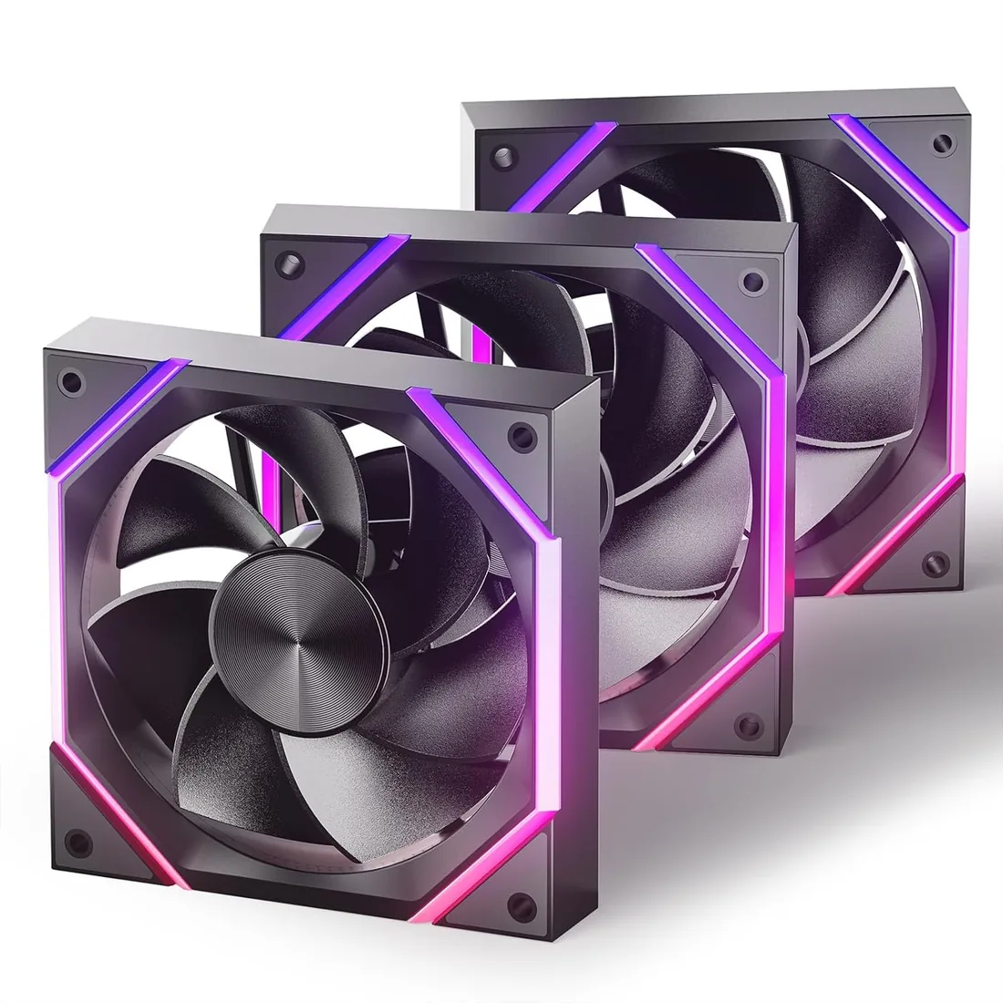 AsiaHorse Nyota ARGB Ventilador PC 120MM Reverse [3 Piezas] [HDB] Ventilador RGB de 2000 RPM/61.5 CFM/2,16 MMH2O 5V 3 pines ARGB 12V 4pines PWM vida útil de 50000 horas