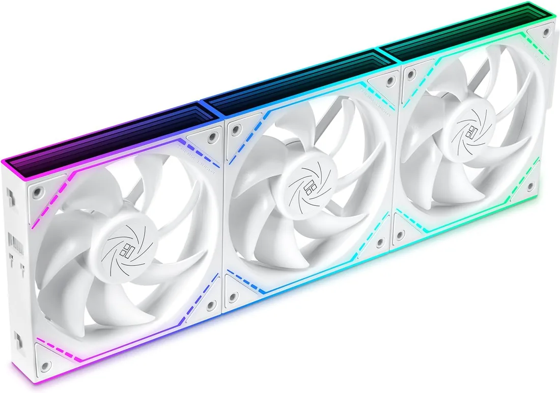 Thermalright TL-M12QW X3 Ventiladores PC 120mm ARGB PWM Blanco, Pack 3 | ARGB infinity mirror, conexión en cadena, control PWM 2000RPM y rodamiento S-FDB para caja o radiador foto 2