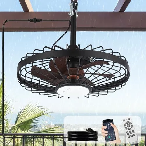 Depuley 51cm Ventilador de Techo Exterior IP65 con Jaula