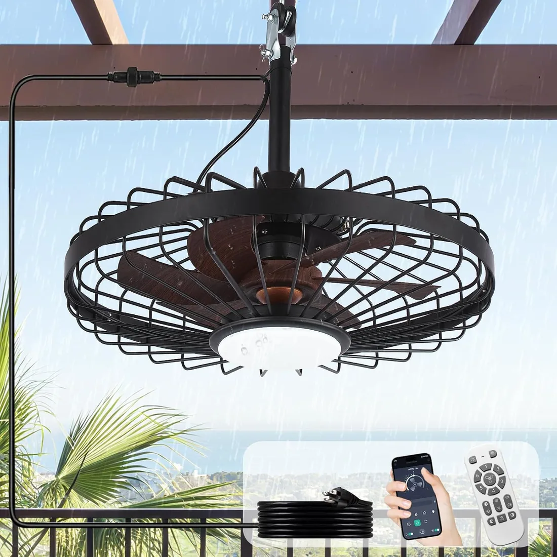 Depuley 51cm Ventilador de Techo Exterior IP65 con Jaula foto 3