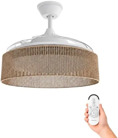 Mellerware Brizy Bright Rattan Ventilador de Techo con Luz foto 2