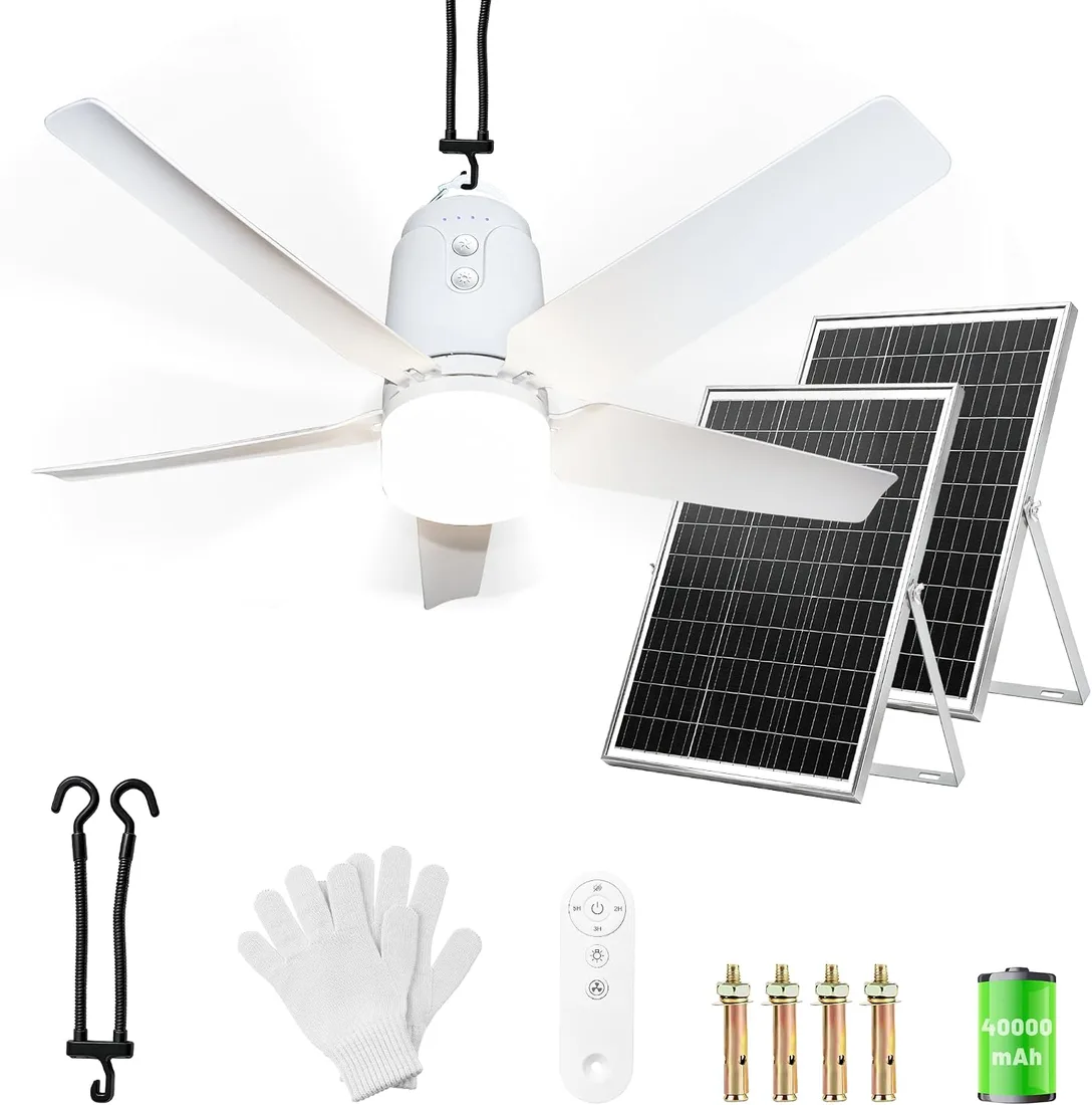 SHUNLEE Ventilador de Techo Solar Portátil con Luz