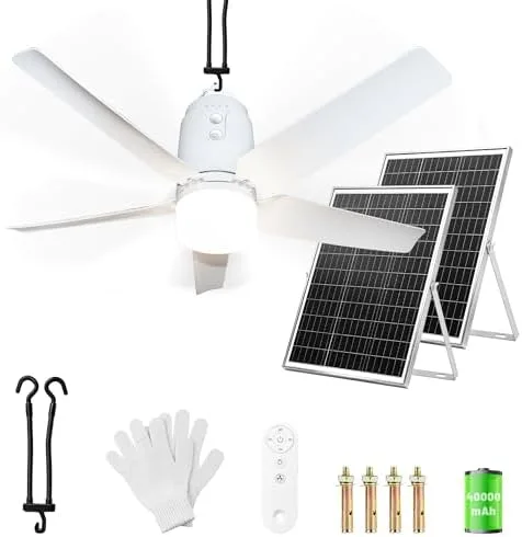 SHUNLEE Ventilador de Techo Solar Portátil con Luz foto 2