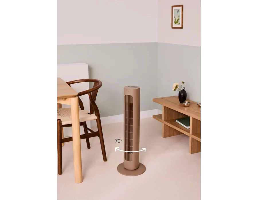 CREATE / AIR TOWER/Ventilador de torre oscilante moca/Programable, oscilación 70°, silencioso, diseño compacto, Ø 26 x 76,4 cm, 4 velocidades, 3 modos de funcionamiento, 50W foto 2