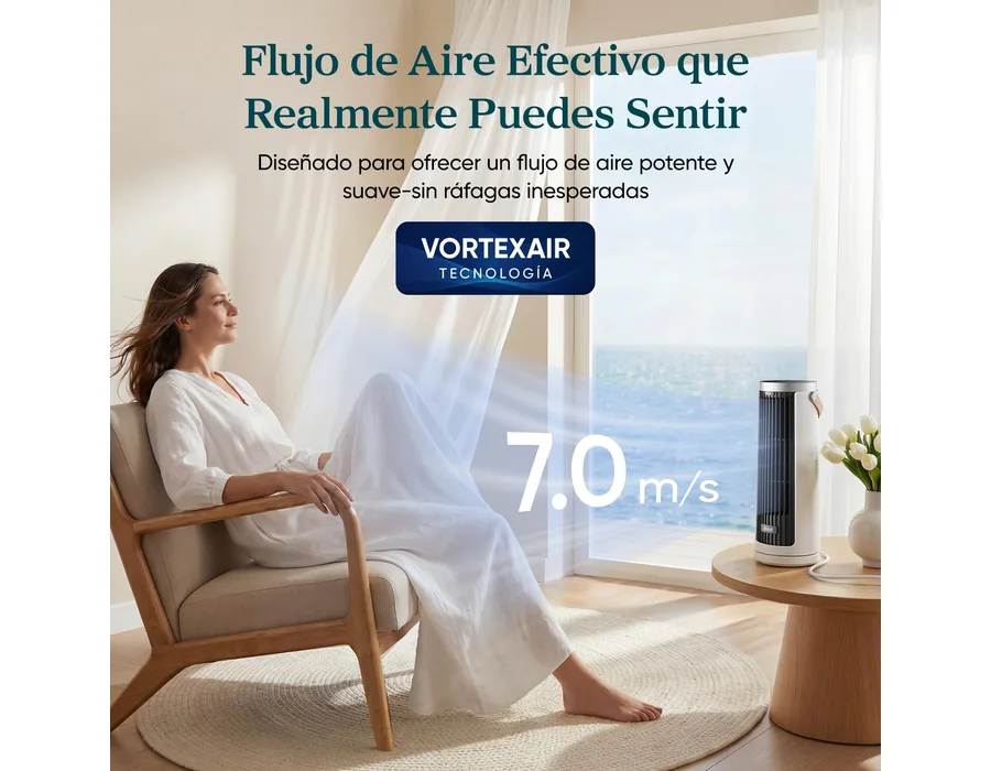 Levoit Ventilador de Torre 7m/s, 20dB, 5 Velocidades, LTF-F132, Blanco foto 3