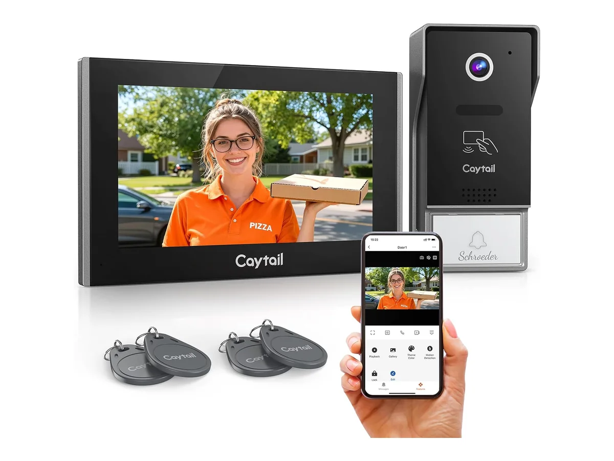 Videoportero WiFi 2 Hilos, 7" IPS Touchscreen, WiFi6 Dualband, 1080P HD Timbre Video Sistema…