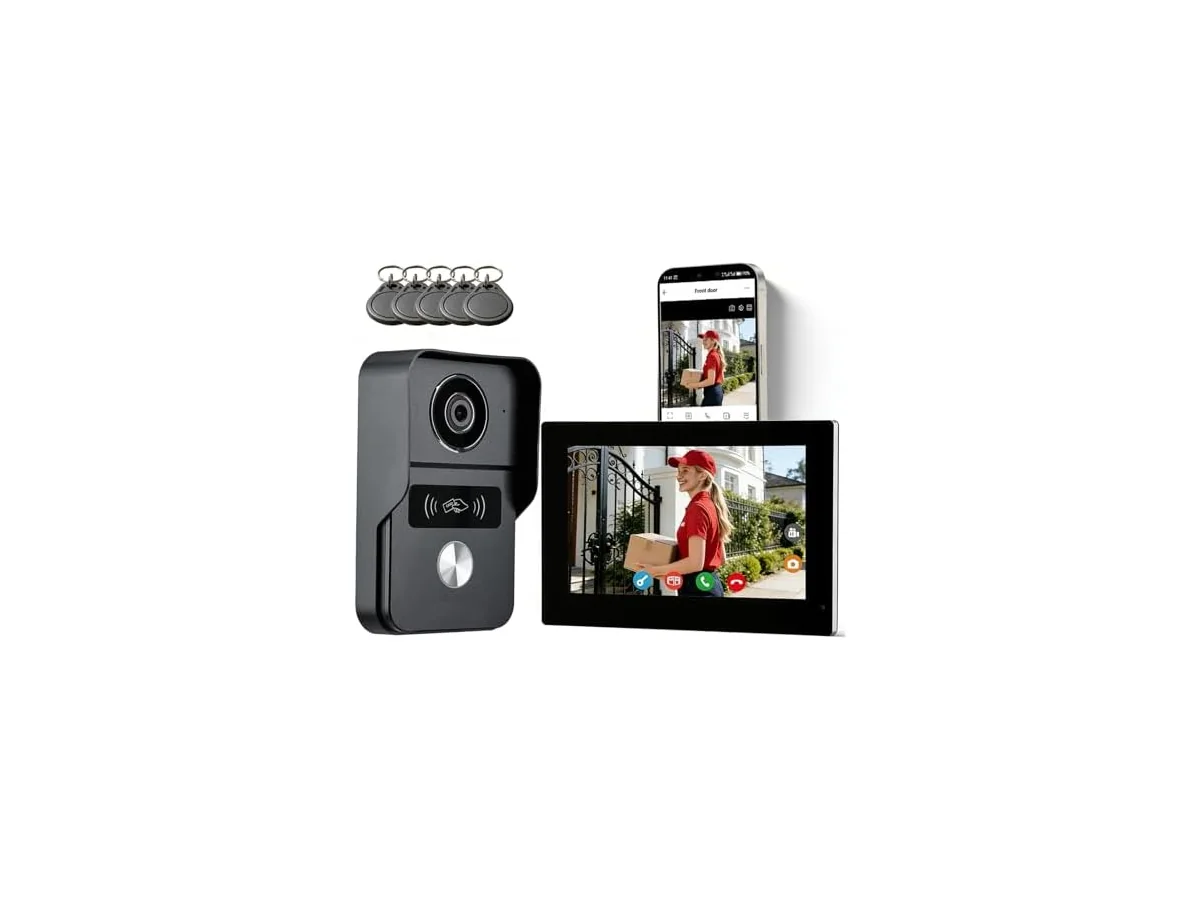 Videoportero Inteligente, Timbre con Video de 2 Hilos con Monitor Táctil de 7 Pulgadas, Audio… foto 2