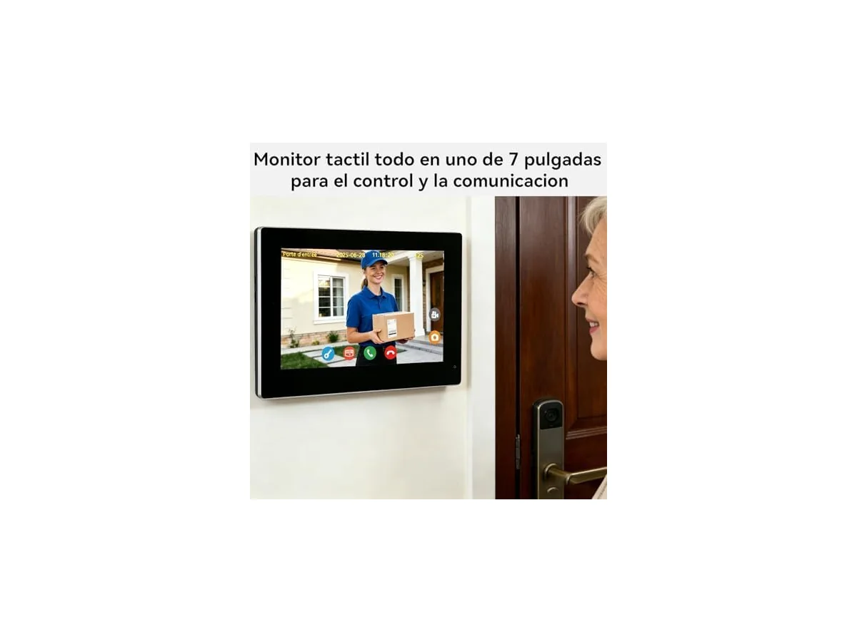 Videoportero Inteligente, Timbre con Video de 2 Hilos con Monitor Táctil de 7 Pulgadas, Audio… foto 3