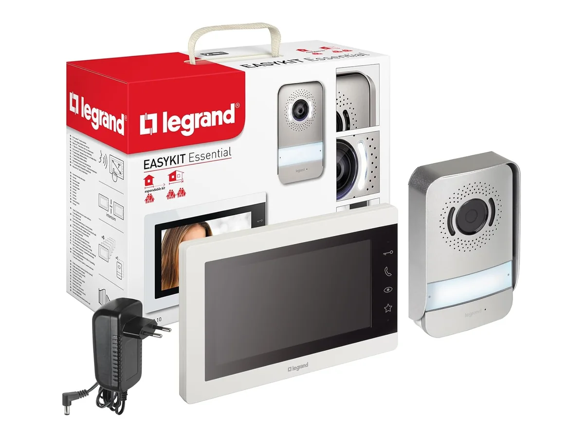 Legrand, Easykit Essential, Kit de Videoportero de 2 hilos, Monitor a color de 7" y Cámara Gran Angular,…