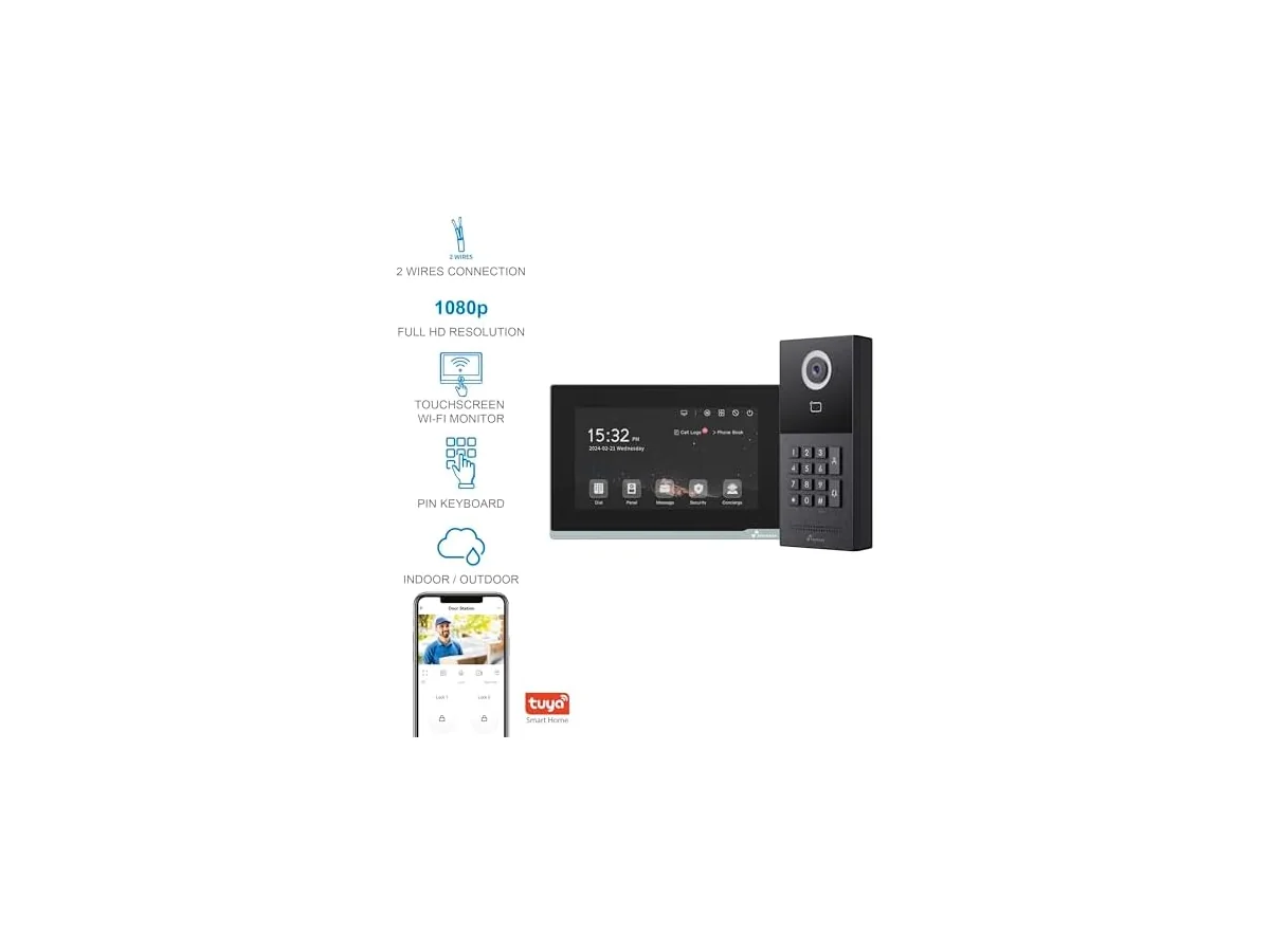 NIVIAN Videoportero Inteligente WiFi Full HD para Exterior con Monitor Táctil y Teclado de Acceso,… foto 3
