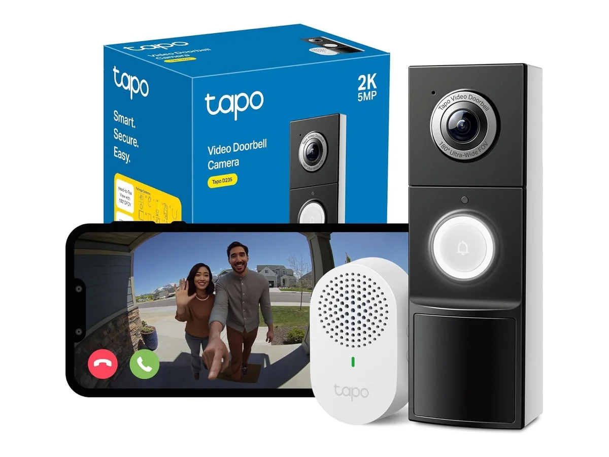 Tapo D235 - Timbre con Cámara Exterior 2K, Batería 7 Meses, Detección IA