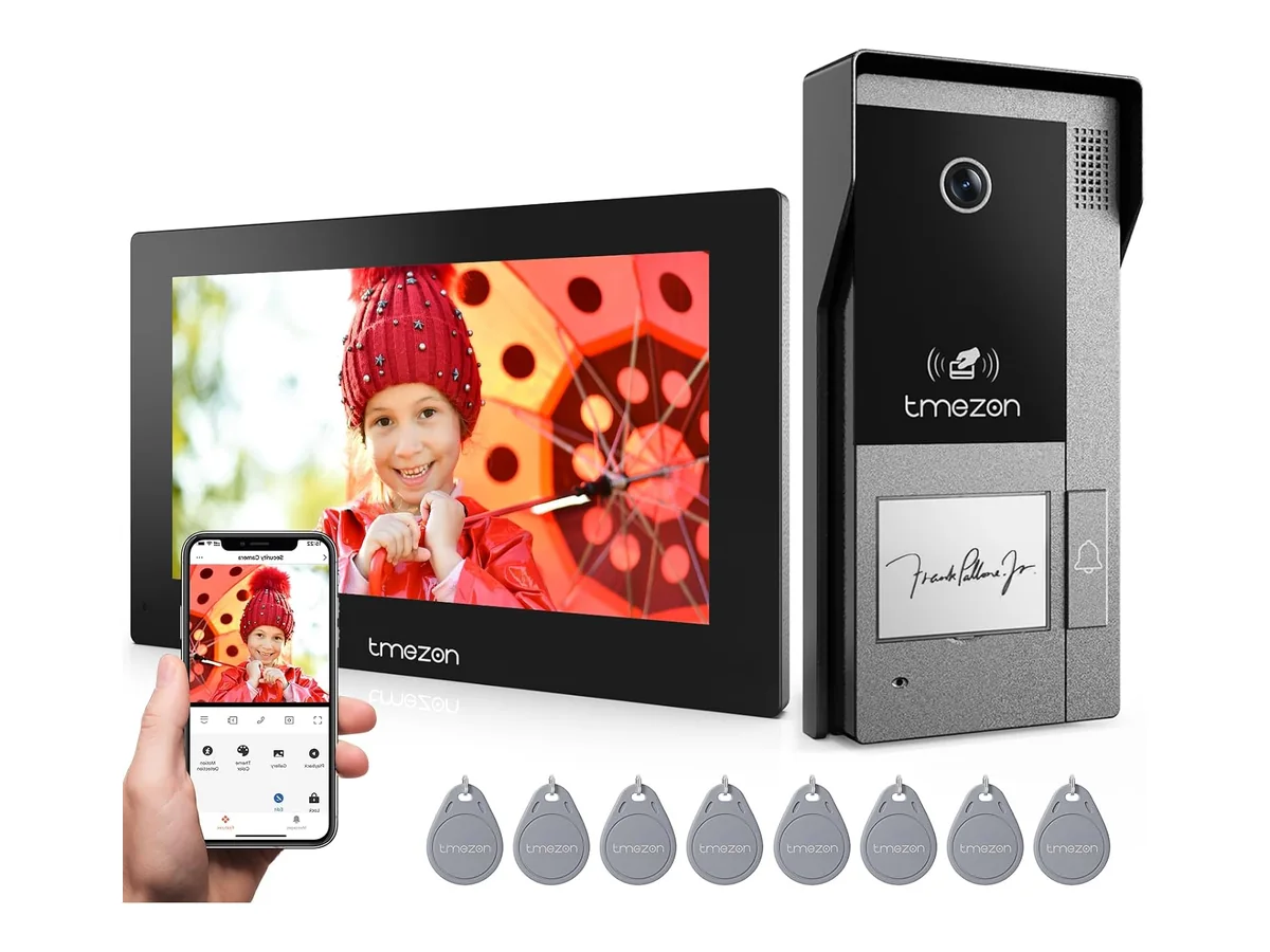 TMEZON Videoportero WiFi 2 Hilos,1080P Timbre Video Sistema Intercomunicador,Pantalla táctil IP de…