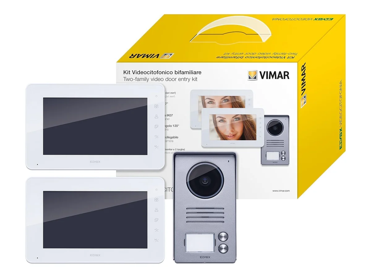 Vimar K40911 Kit videoportero contenido: 2 videoporteros con teclado capacitivo LCD 7 in, placa de…
