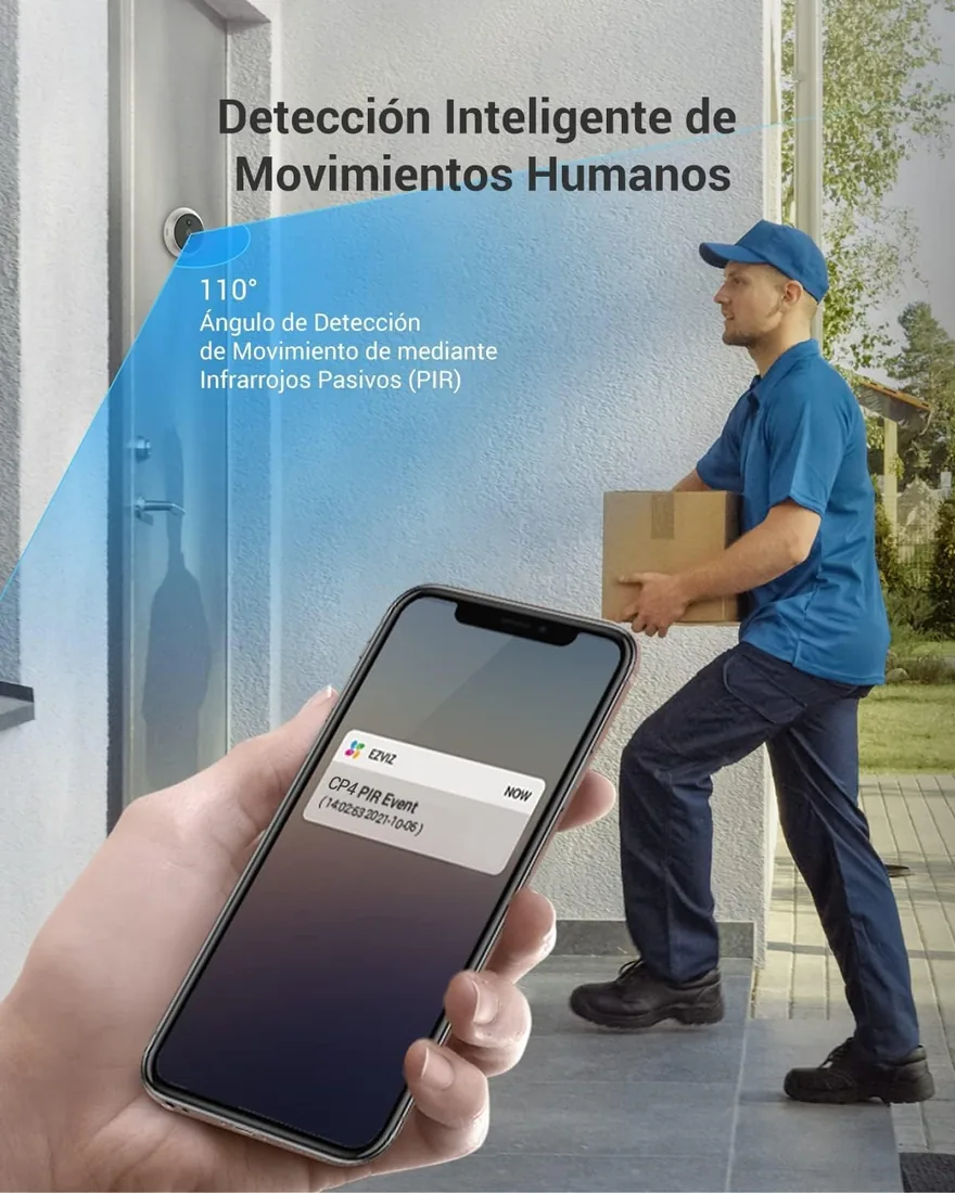 EZVIZ Mirilla Digital de Puerta con Pantalla Táctil a Color de 4.3'' Cámara Video Timbre Inalámbrico Monitor con Batería Recargable 4600mAh,PIR Detección de Movimiento,Audio Bidireccional,Modelo CP4 foto 3