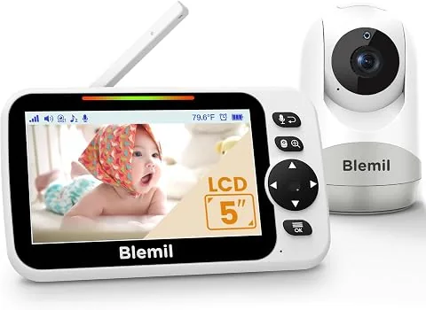 Blemil 5" Cámara Vigilancia Bebé, Monitor Bebé sin WiFi, Batería 30 Horas | Vigilabebés con cámara y