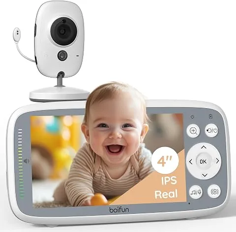 BOIFUN Camara Vigilancia Bebe sin WiFi, Nocturna Invisible, Pantalla 4" IPS | Baby Monitor with Camer