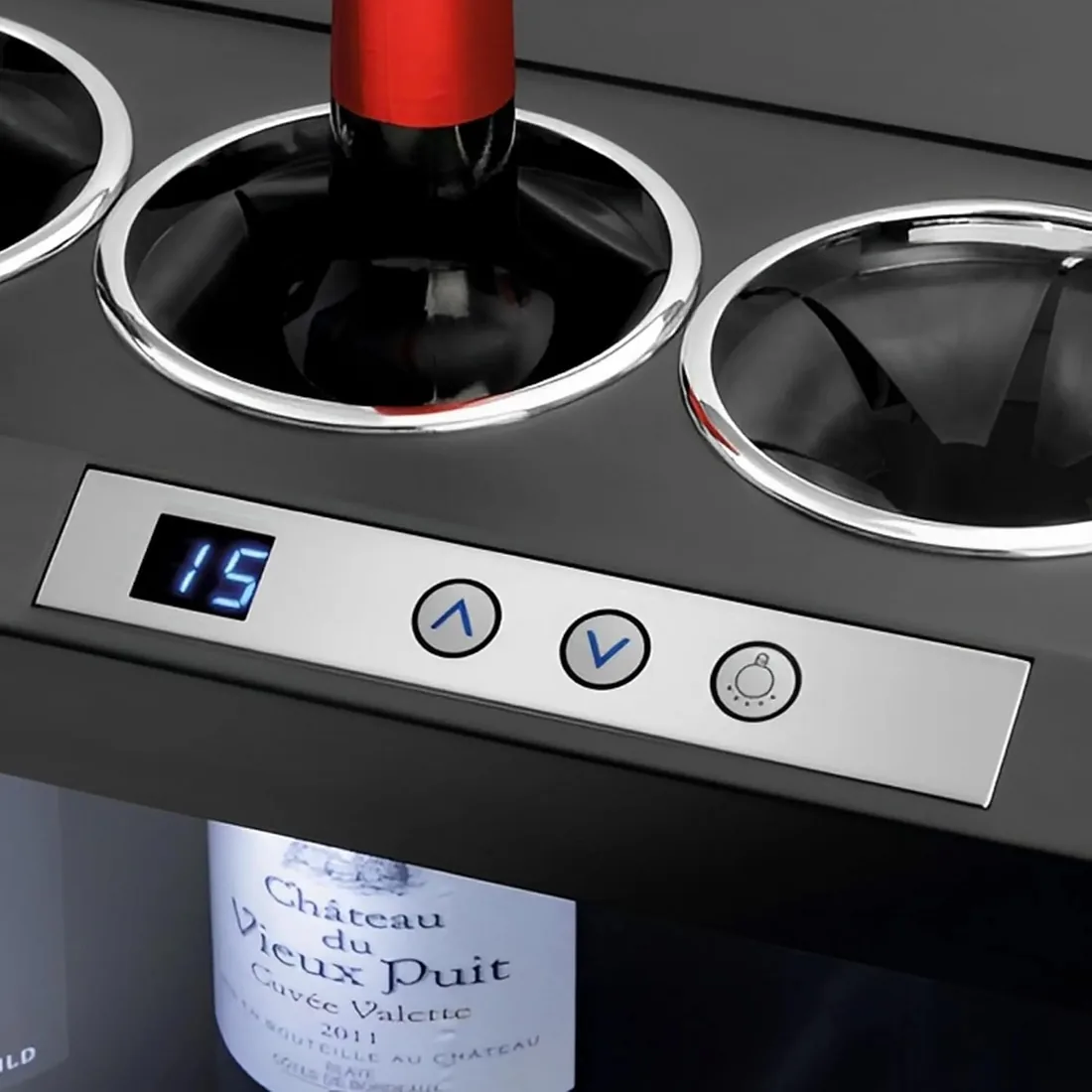 MBH - Enfriador de 4 botellas de vino eléctrico profesional de 5 °C a 18 °C con luz LED para hostelería. Cava de vino, vinoteca, frigorífico expositor sobre mostrador para 4 botellas de vino. foto 2