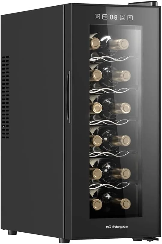 Orbegozo VT 1240 Vinoteca de 12 Botellas Volumen 34 Litros Panel Táctil Pantalla LED Termostato 8-18°C Ventana Doble Aislamiento Clase Energética E Luz Interior LED 65W foto 2