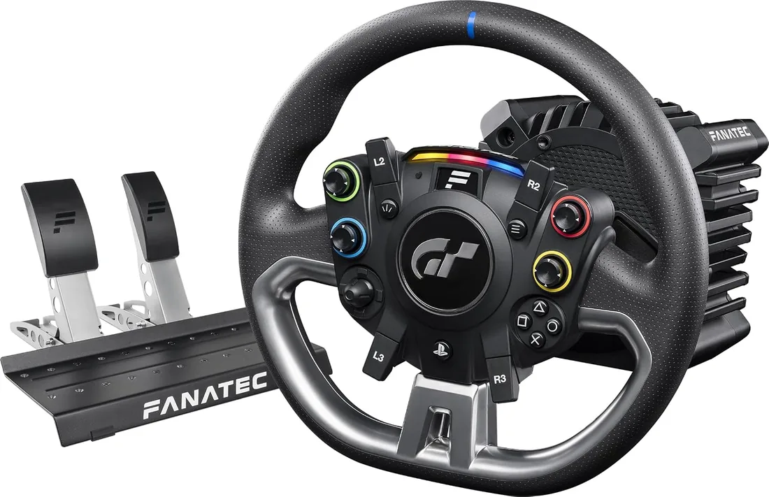 Fanatec CSL Elite Volante de Carreras, Base y Pedales Licencia Oficial Gran Turismo DD Pro Playstation – Volante Polyphony Digital, FluxBarrier Direct Drive, Juego de dos Pedales para PC, PS5, PS4 foto 2