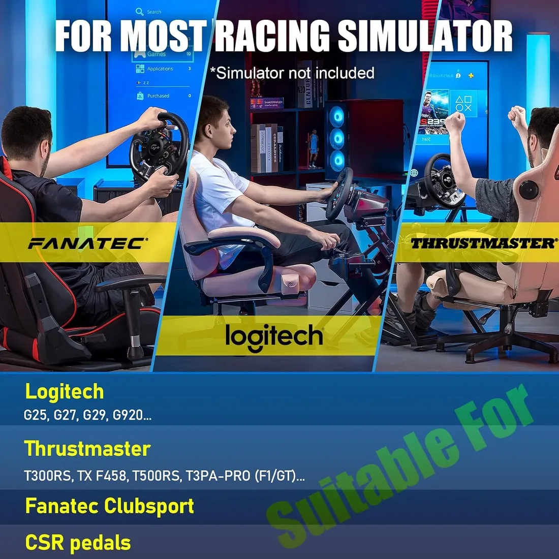 GTPLAYER Soporte de volante para G923 G29 G920 T300RST500RS Volante Gaming Force Feedback y palanca de cambios TH8A V1 - Fanatec Clubsport PS4 - Inclinable foto 2