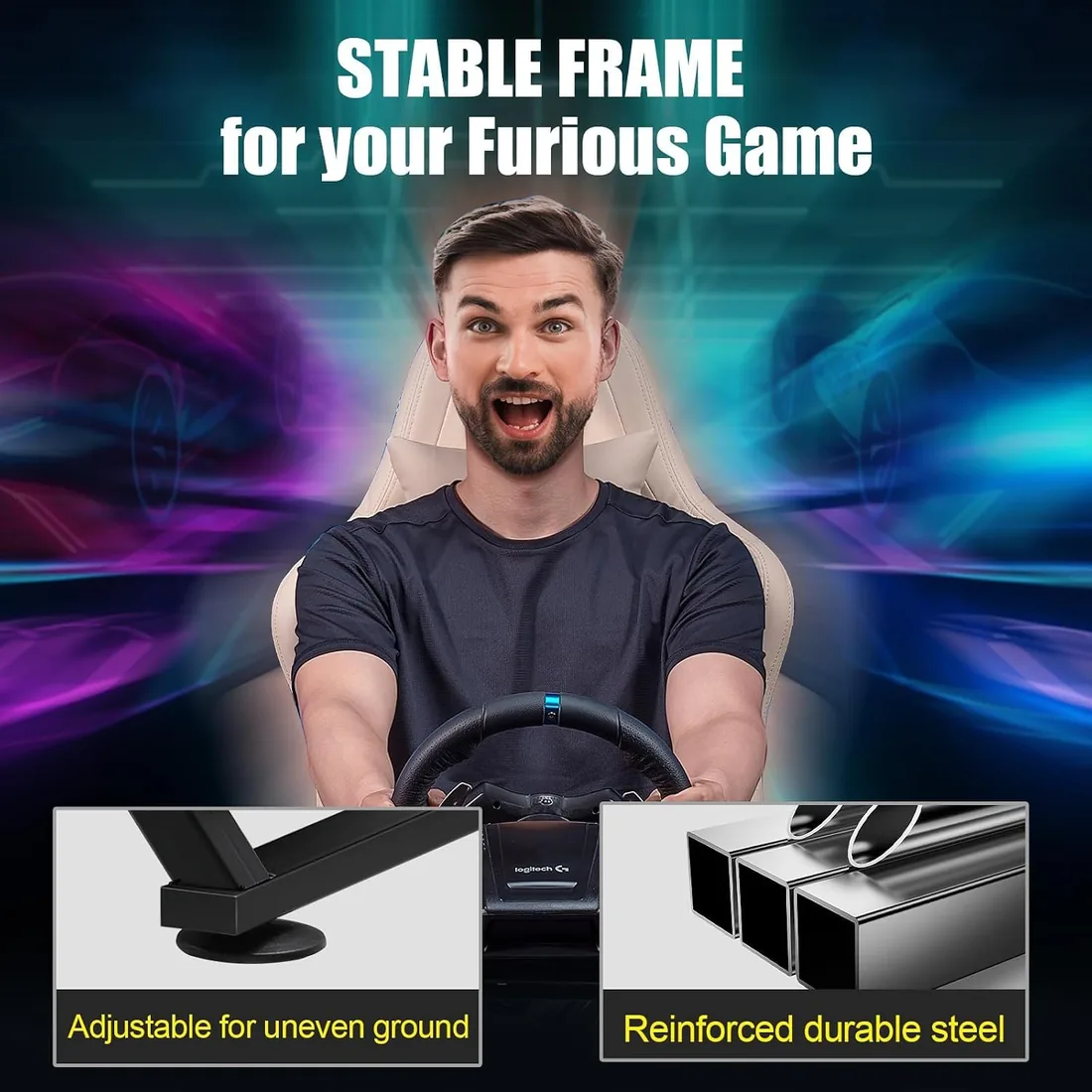 GTPLAYER Soporte de volante para G923 G29 G920 T300RST500RS Volante Gaming Force Feedback y palanca de cambios TH8A V1 - Fanatec Clubsport PS4 - Inclinable foto 3