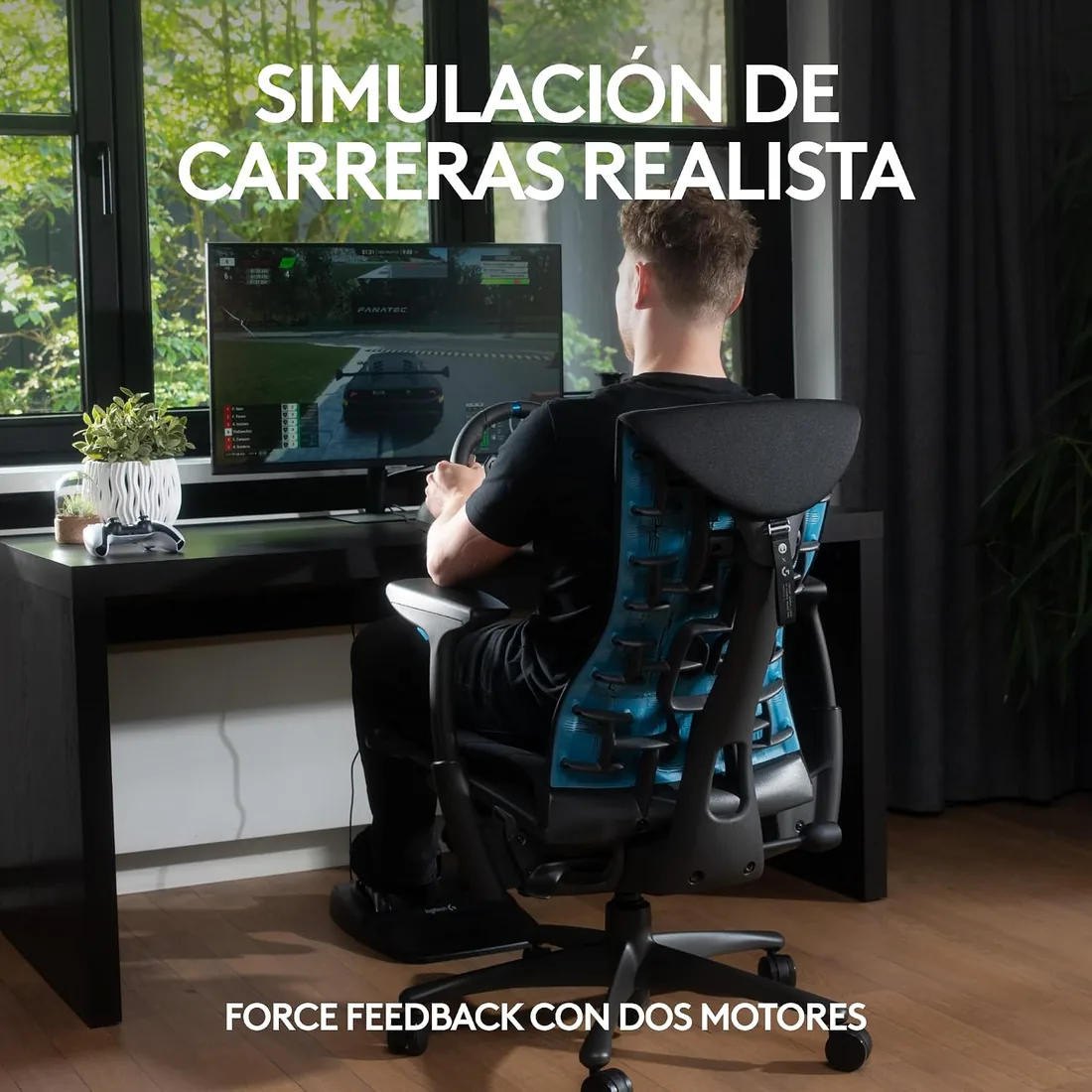 Logitech G G29, Driving Force Volante y Pedales para Playstation & PC | Force Feedback, Aluminio Anodizado, Palancas Cambio, USB 2.0/Alámbrico, PS4, PS3, Window 10.81, Windows 8/7, Mac OS - Negro foto 2