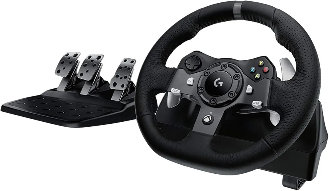 Logitech G G920 Driving Force Racing Wheel and Pedals para Playstation & PC | Force Feedback auténtico, palancas acero inoxidable, volante recubierto Xbox Series X|S, Xbox One, PC, Mac - Negro
