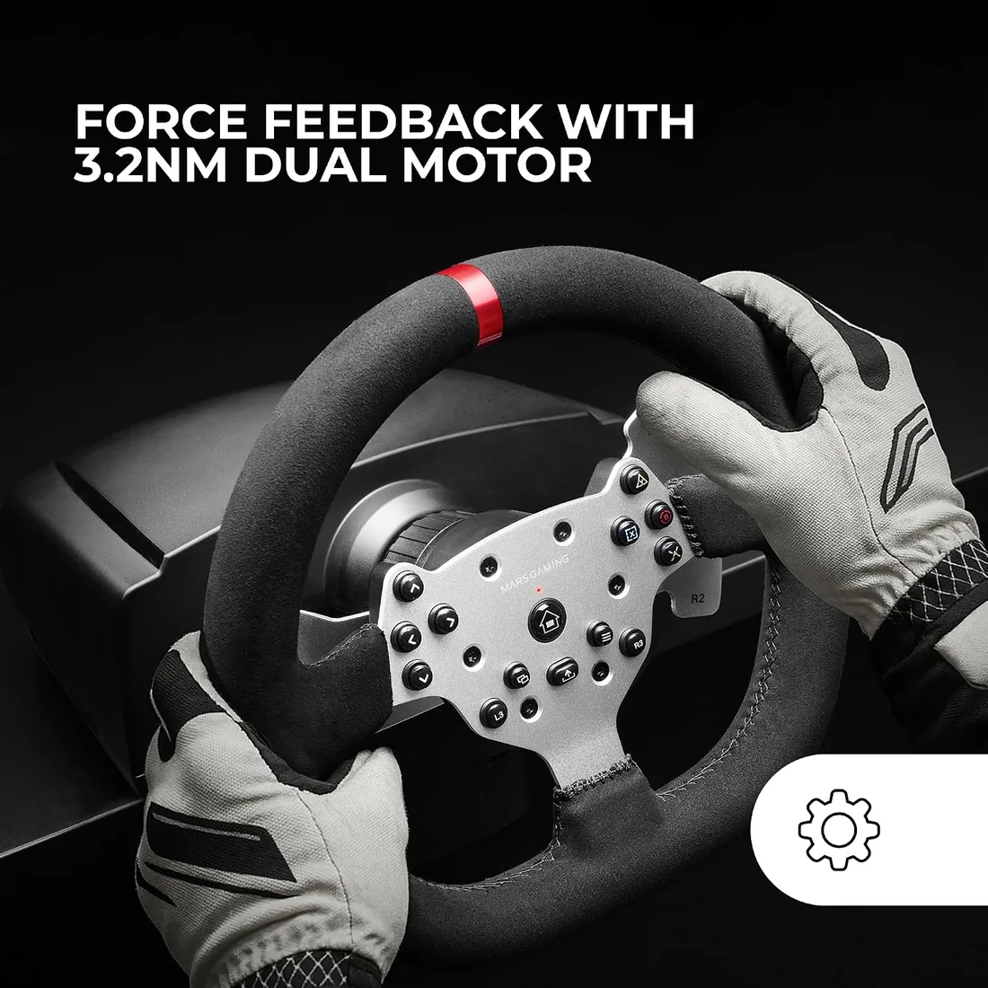 Mars Gaming MWH-RSX, Volante SimRacing con Force Feedback y Motor Dual, Set 3 Pedales con Resistencia Progresiva, Palanca Cambios en H y 12 Marchas, 14 Botones Personalizables, PC/PS4/Xbox Series X|S foto 2