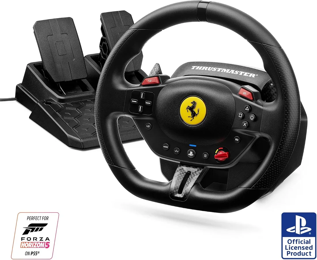 Thrustmaster T98 Ferrari 296 GTB - Volante y Pedalier - PS5 y PC | Volante para principiantes, con licencia oficial Ferrari, resistencia lineal, centrado automático, levas de cambio foto 2
