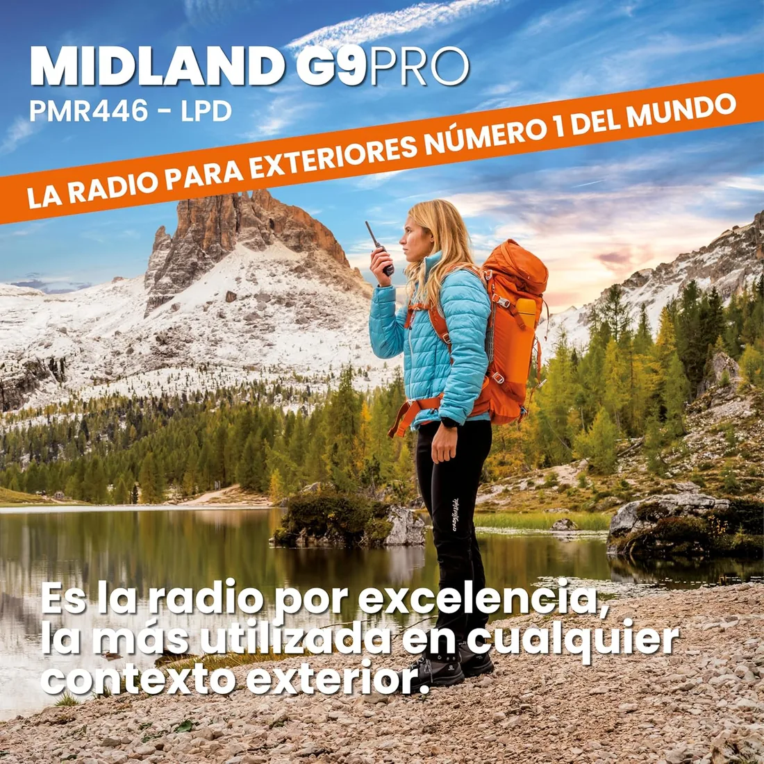 Midland - Walkie Talkie Profesional Largo Alcance G9 PRO, Radio IPX4 Waterproof para Softair y Outdoor, 101 Canales - 32 PMR446/69 LPD, Cobertura 12Km, Autonomía 23H, Pilas Recargables y Accesorios foto 2