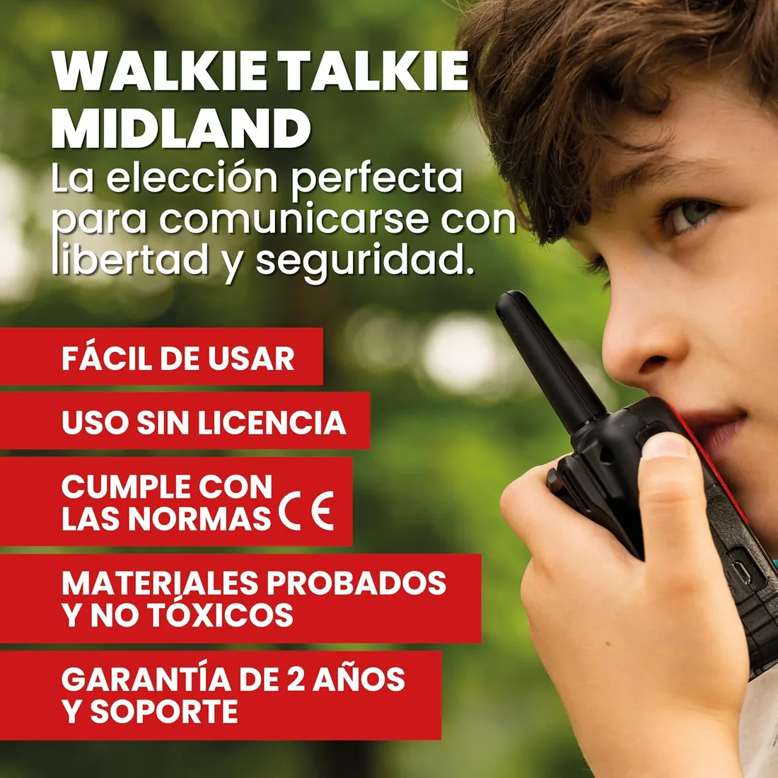 Midland - Walkie Talkie Profesional XT10, 2 Radioaficionados de Nivel Inicial para Trekking, Caza y Outdoor, 16 Canales PMR446 sin Licencia, Alcance 4Km, 38 Tonos CTCSS, VOX, SCAN, 2 Clips Cinturón foto 2