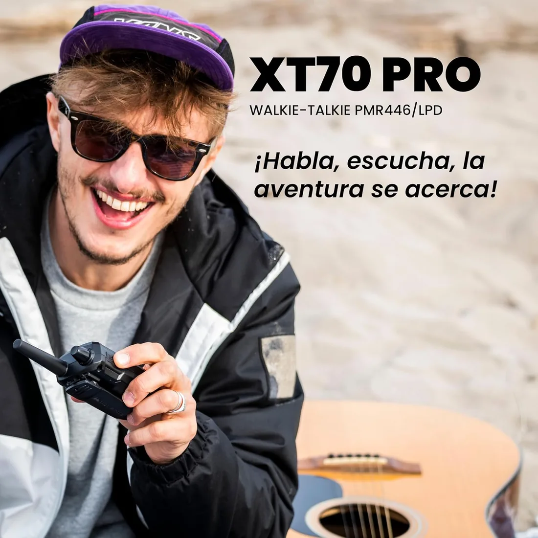 Midland XT70 PRO Doble, Walkie Talkie Profesional de Carga Rápida, 101 Canales PMR446 y Canal RRM, 142 Tonos CTCSS, Resistente al Agua IPX4, Recargable con USB, Alcance 12 Km, Negro/Gris, 2 Unidades foto 2