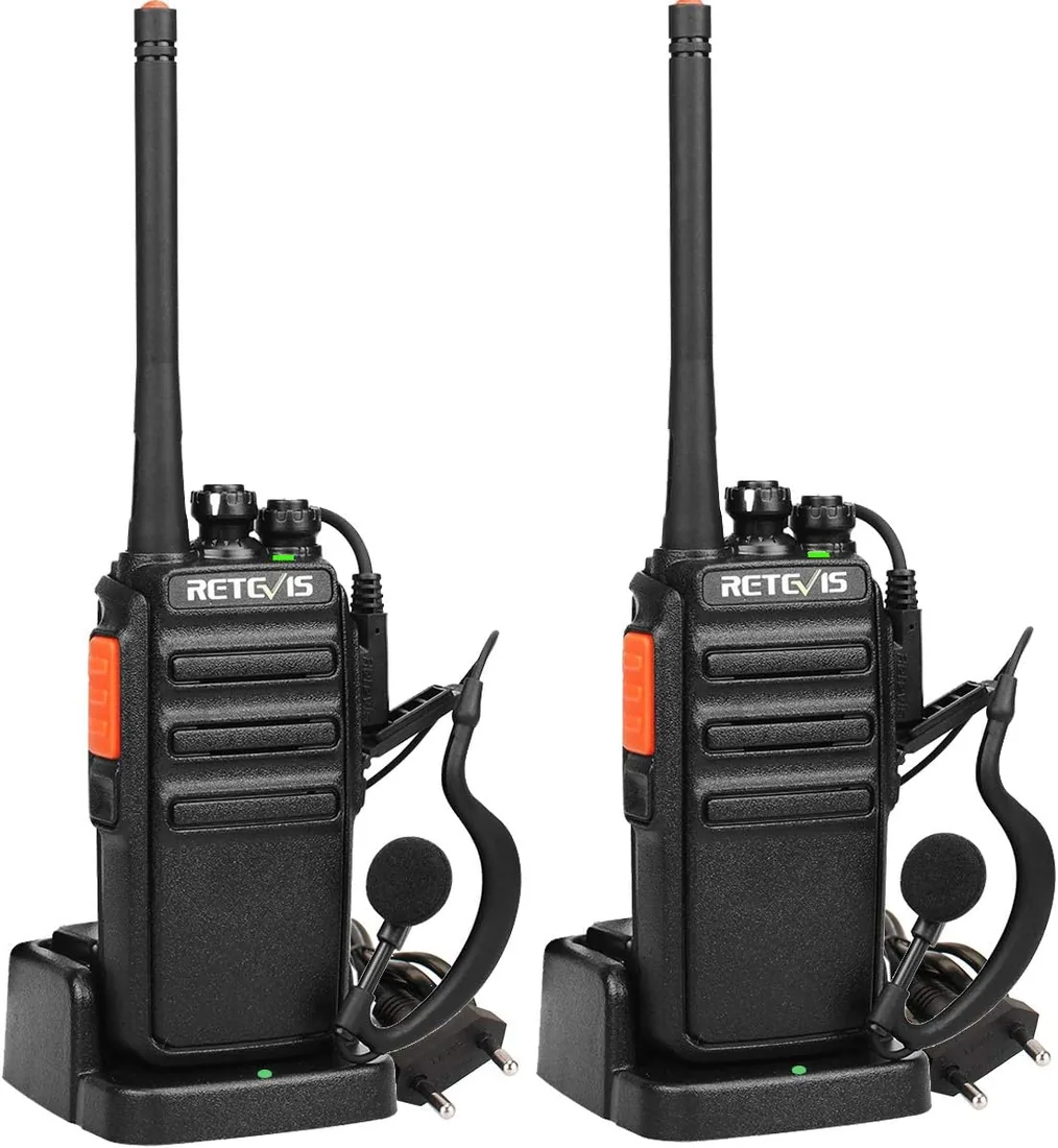 Retevis RT24 Walkie Talkie, Sonido es Claro Walkies Profesionales PMR446 sin Licencia 16 Canales CTCSS/DCS VOX Walkie Talkie con Auriculares y Cargador Europeo, para Adultos (Negro, 1 Par)