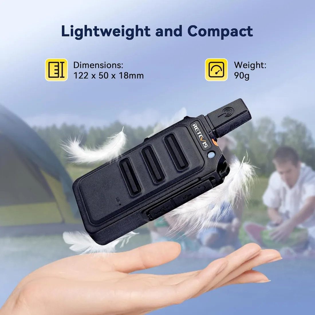 Retevis RT619 Walkie Talkie Profesional, PMR446 sin Licencia 16 Canales, VOX 50CTCSS/210DCS, Walkie Recargable, Mini Walkie Talkie con Auriculars para Familia Regalo, Restaurantes (Negro, 2 Par) foto 2