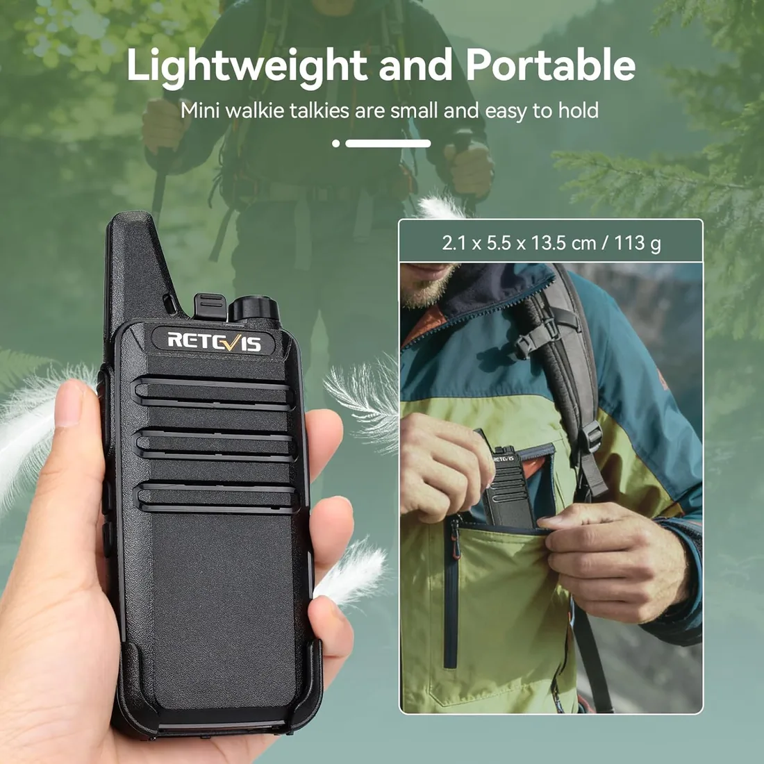 Retevis RT622 Walkie Talkie Profesionales, PMR446 16 Canales Walky Talky Recargable, CTCSS DCS Sonido Claro, VOX, Walkie Talkie Larga Distancia para Adultos, Senderismo (Negro, 1 Par) foto 2