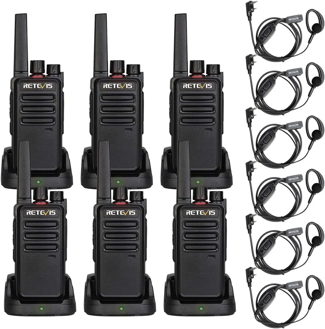 Retevis RT668 PMR446 Walkie Talkie Portátil con Auriculares (6 Piezas)
