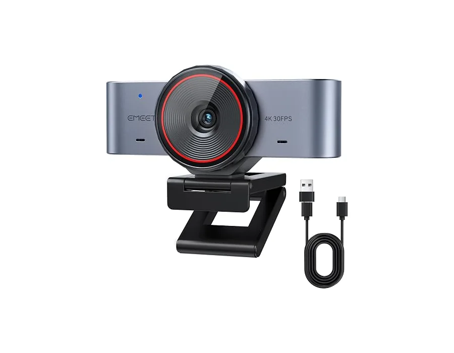 EMEET C960 Ultra Webcam 4K para PC/Mac, Sensor 1/1.5", Enfoque Automático, Cuerpo de Metal, Modo Pizarra, Tapa de Privacidad, 2 Micrófonos, Cámara Web USB para Streaming, Teletraba