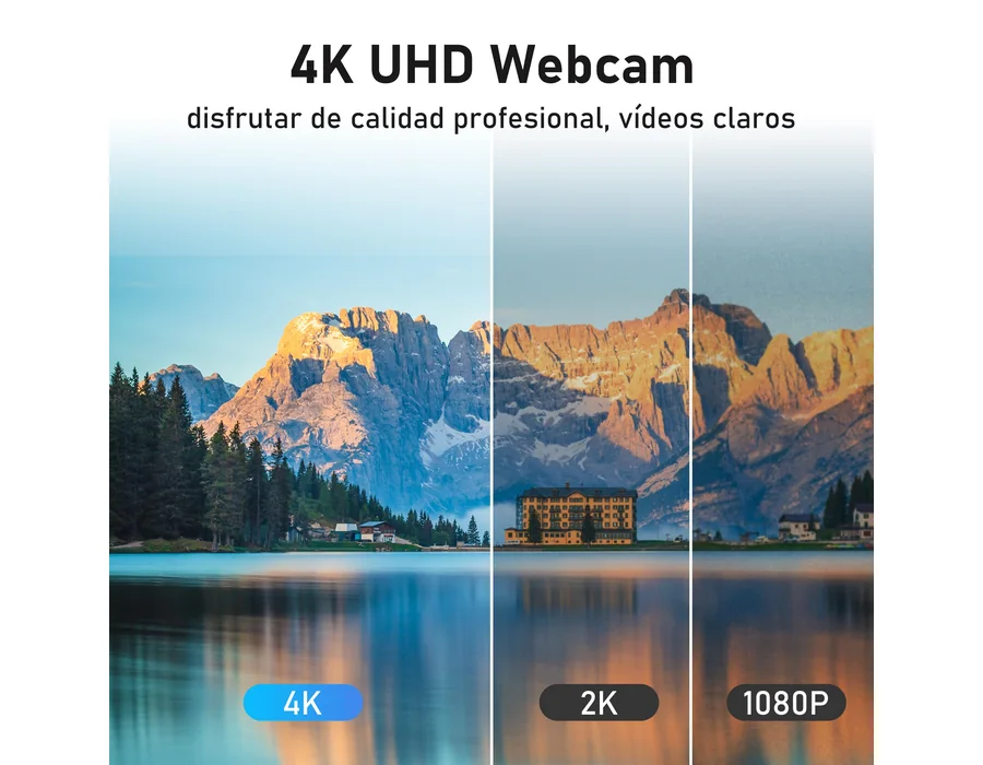 W4DS PRO 4K Webcam Cámara Web con 2 Micrófono Foco Automático, Corrección de Luz 78°Ángulo de Visión para Windows MacOS Linux Soporta Youtube Streaming Video Calling Zoom Videoconf foto 2