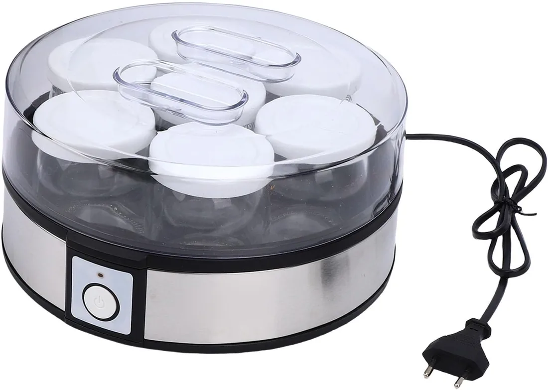 Tissting Yogurtera Eléctrica De Acero Inoxidable 24.5x12.5cm/9.6x4.9in - Máquina Para Hacer Yogur Casero, 7 Tazas De 180ml, Multifuncional Para Mermeladas Y Natillas, Portátil foto 2